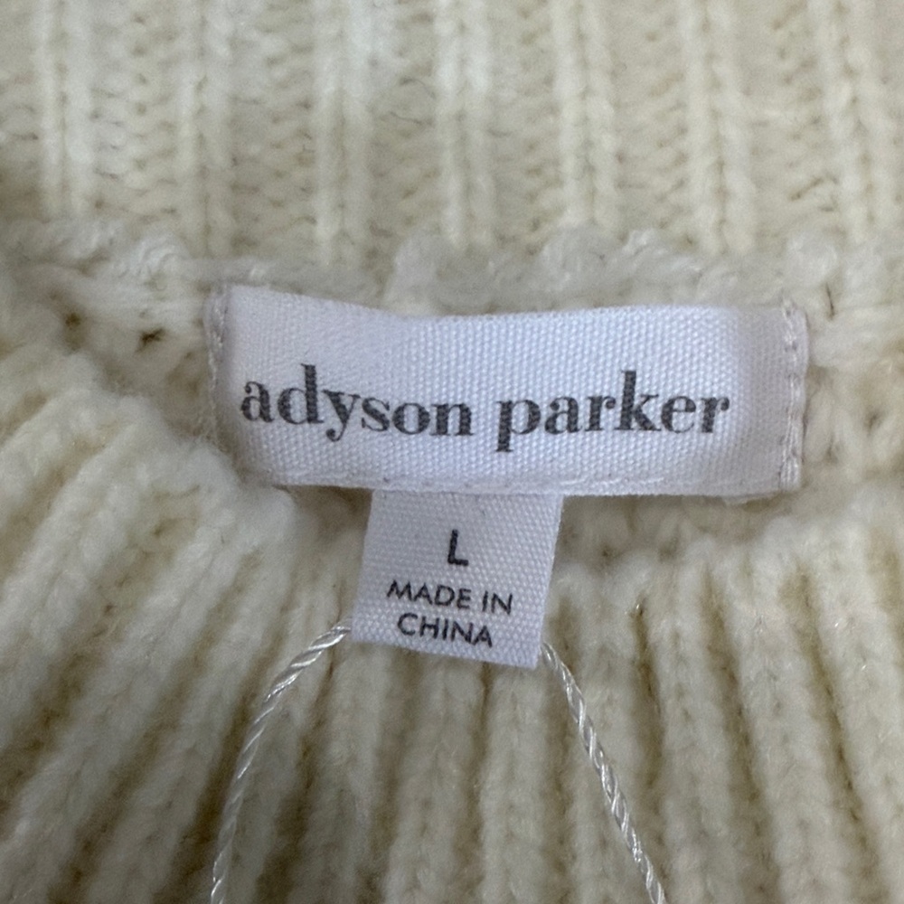 Adyson Parker Black and white Fair Isle Cable Knit Sweater,Size L. - Picture 13 of 17